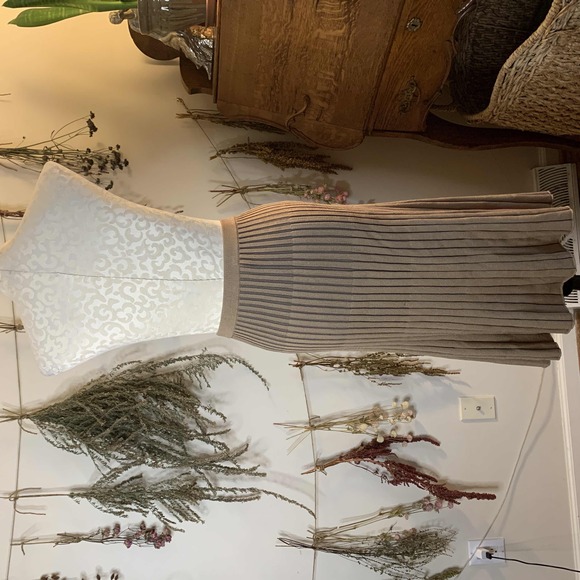 WORTH New York Neutral Ribbed Fit and Flare Skirt Size Medium - Picture 4 of 7